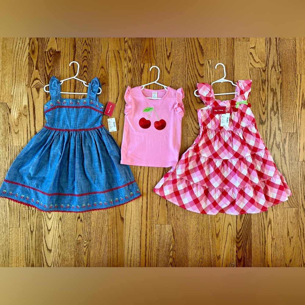 Gymboree Very Cherry Set of 2 dresses 1 shirt size 5T